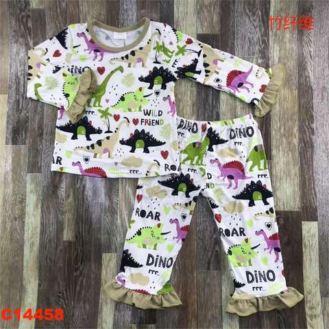 Dinosaur Long Sleeve Set with Frill Detailing