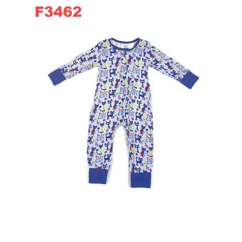 Children's Printed Long Sleeve Zip-Up Romper