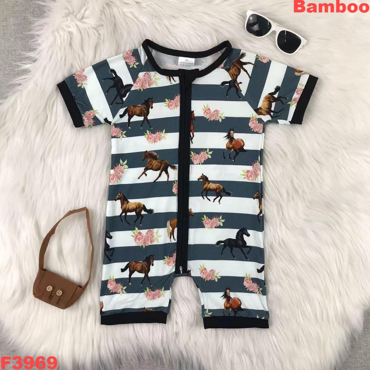 Horse Patterned Short Sleeve Romper
