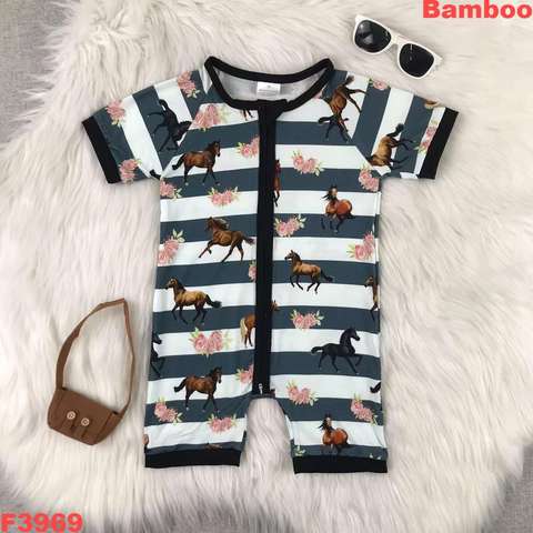 Horse Patterned Short Sleeve Romper