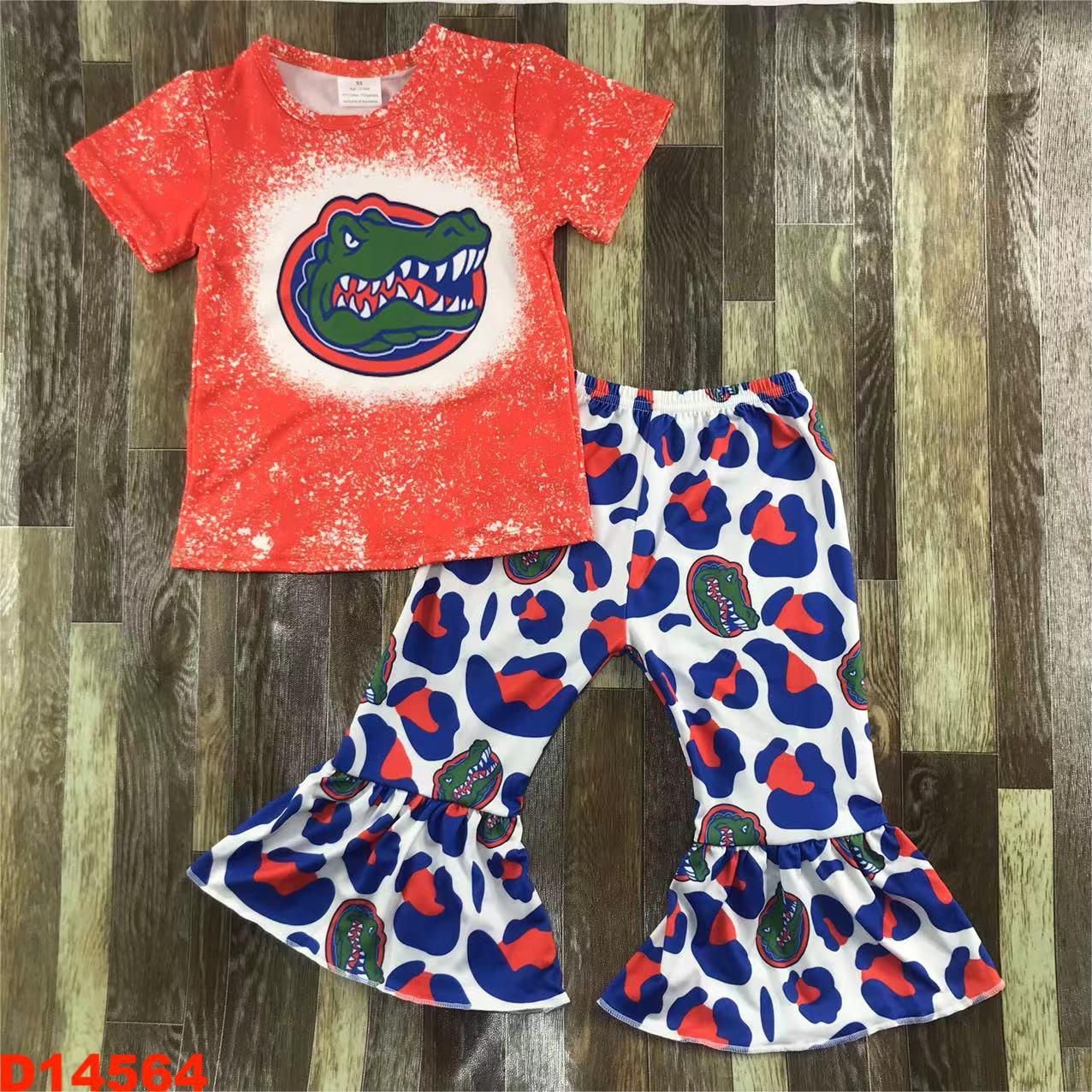 Kids Alligator Short Sleeve Flare Pant Set