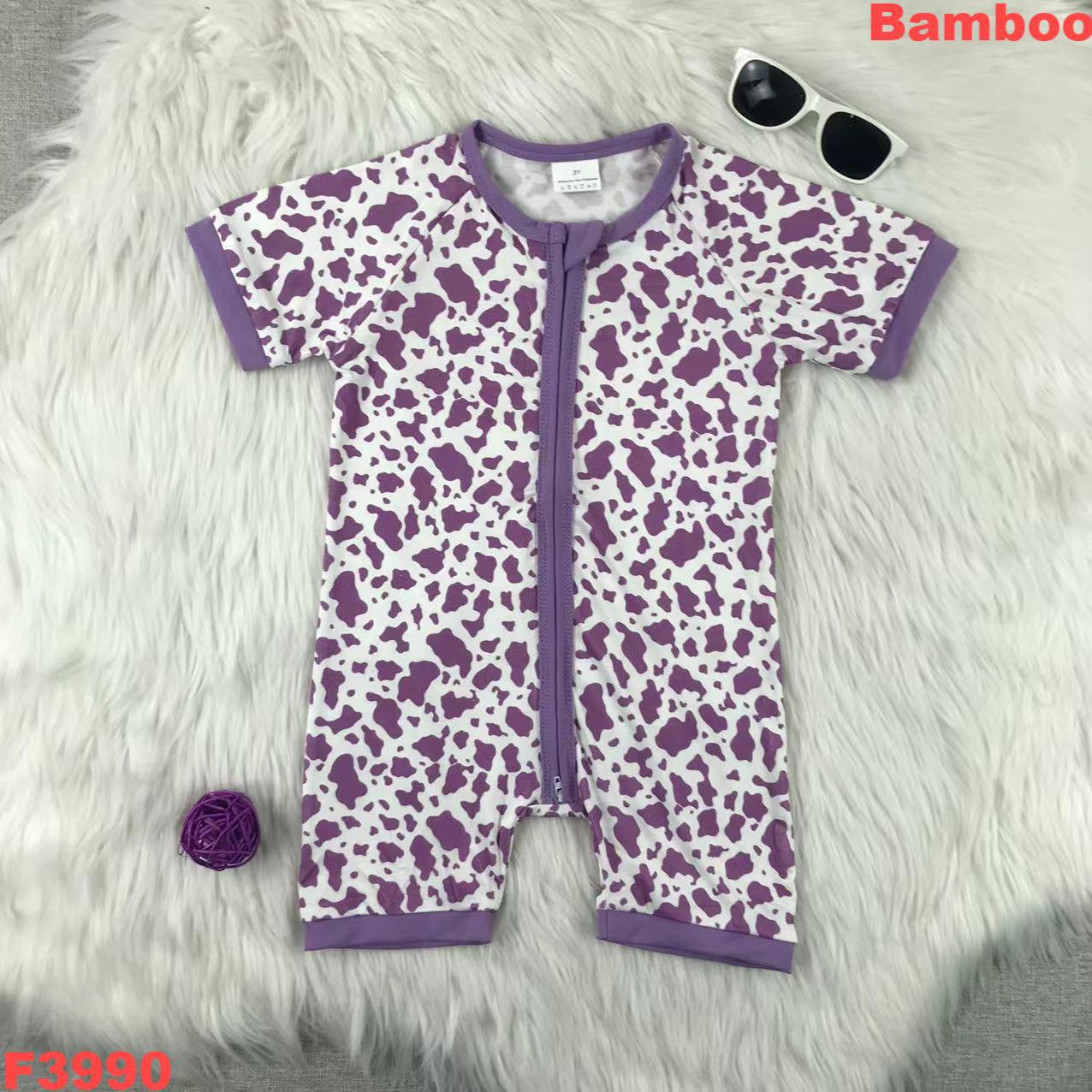 Purple Cow-Print Short Sleeve Romper