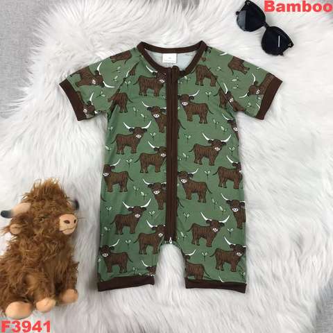 Highland Cow Short Sleeve Romper