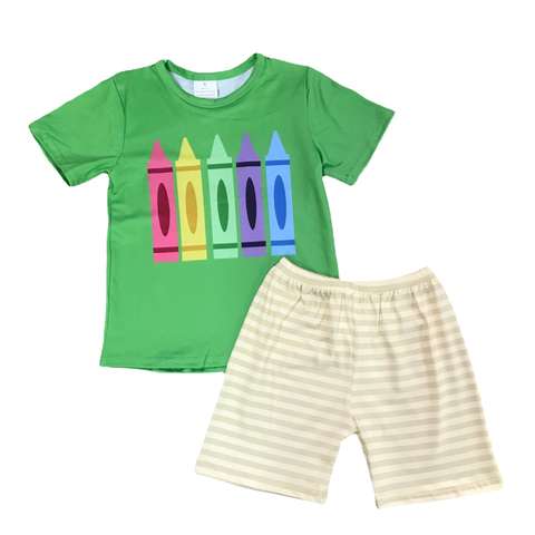 Children's Crayon Print Short Sleeve Set