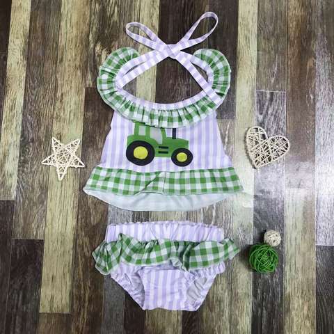 Green Tractor Halter Top and Bloomers Set
