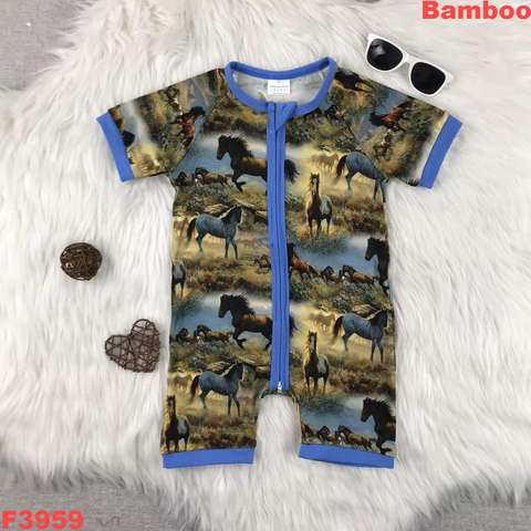 Children’s Horse Print Zipper Romper