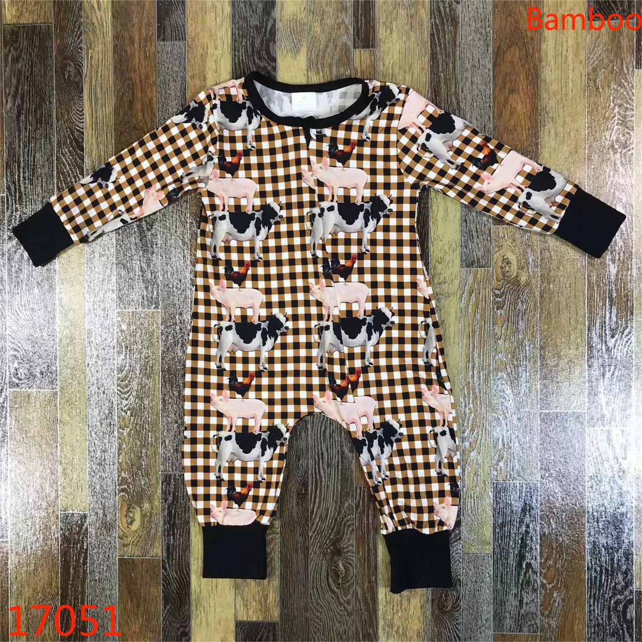 Farm Animal Print Long Sleeve Romper