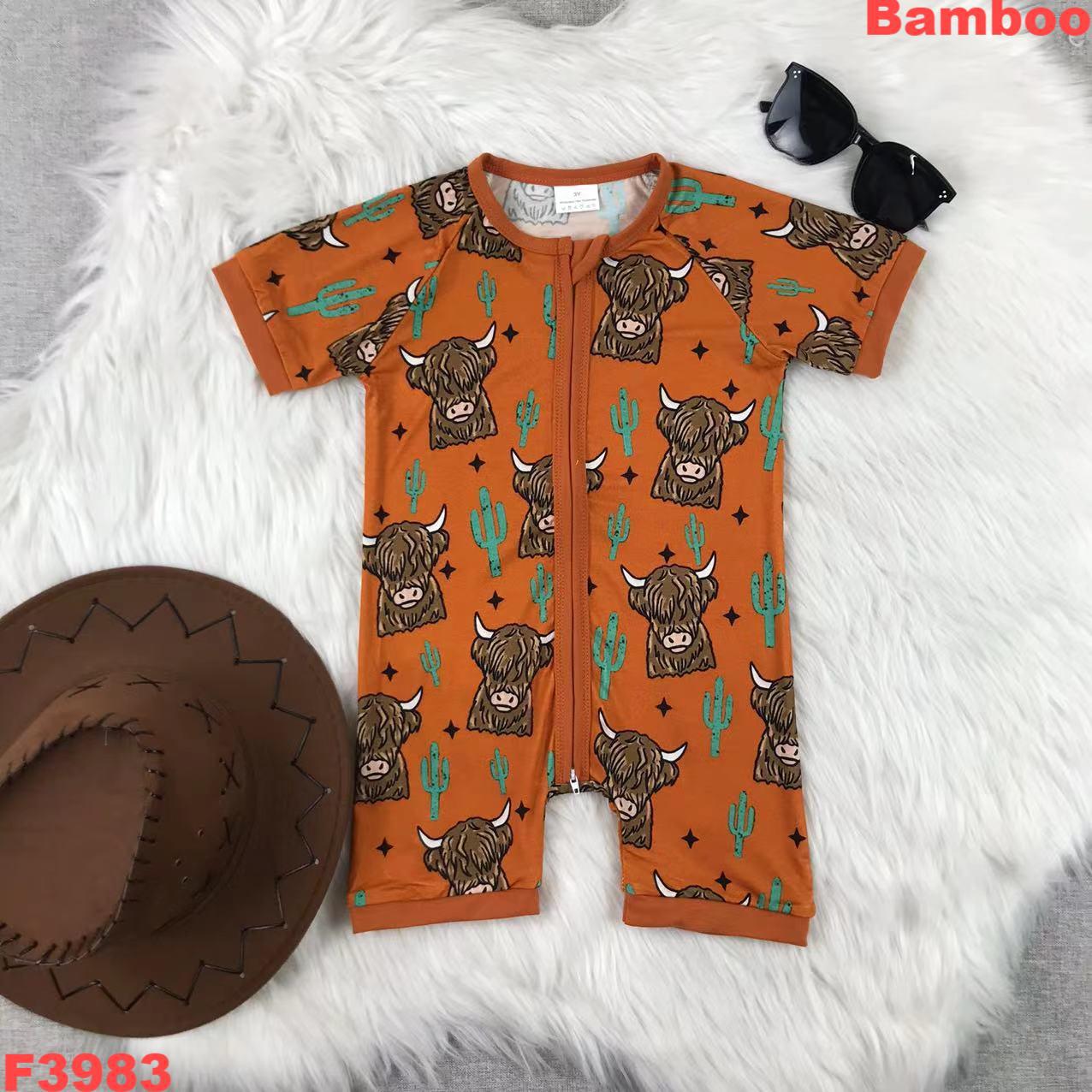 Children's Bamboo Short Sleeve Animal Print Romper