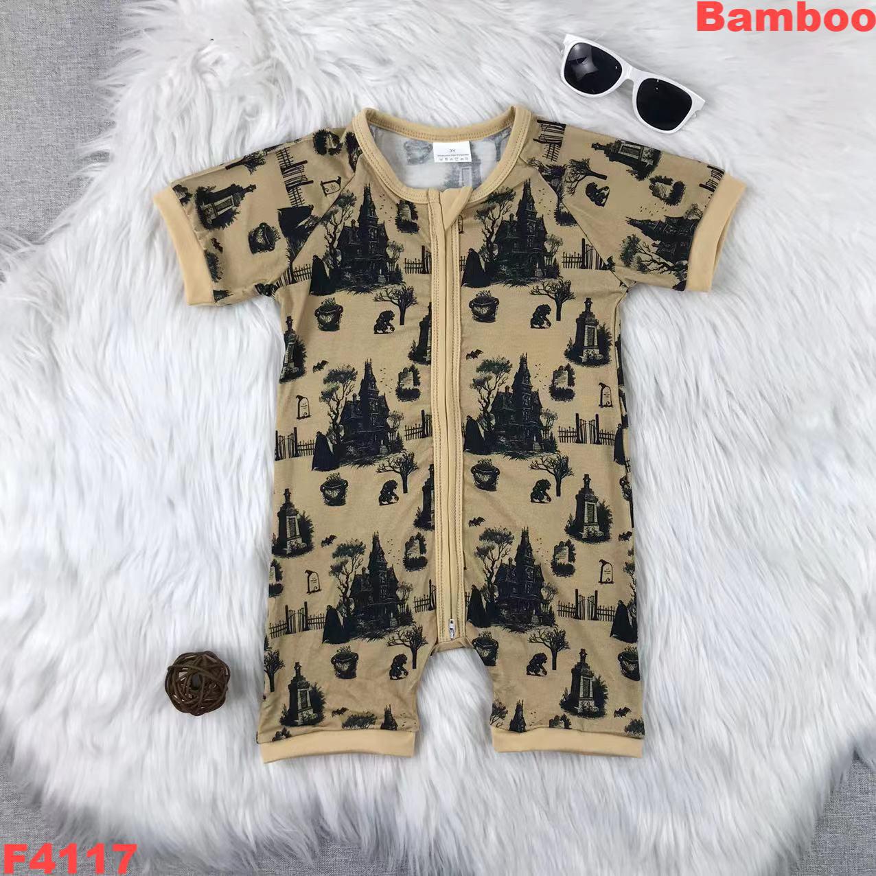 Castle Printed Bamboo Zipper Romper