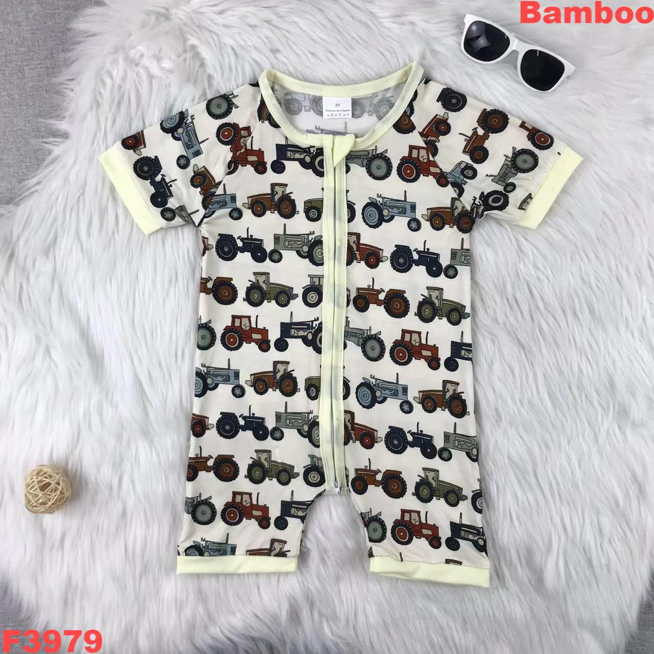 Children's Tractor Print Bamboo Romper