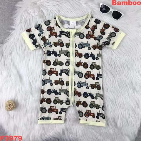 Children's Tractor Print Bamboo Romper