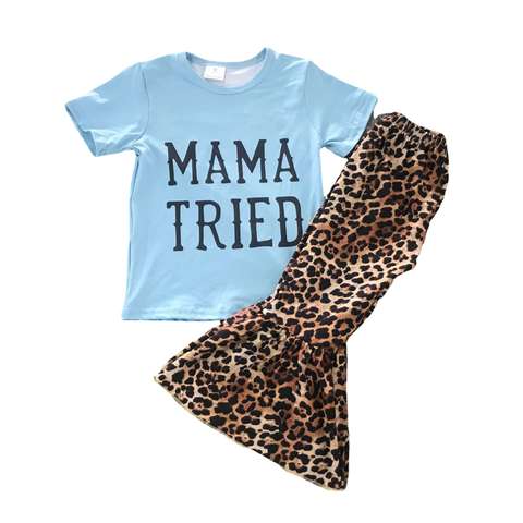 Mama Tried Short Sleeve Outfit with Leopard Print Pants