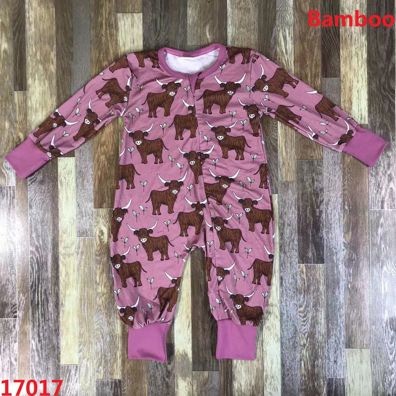 Kids' Bamboo Long Sleeve Animal-Print Romper