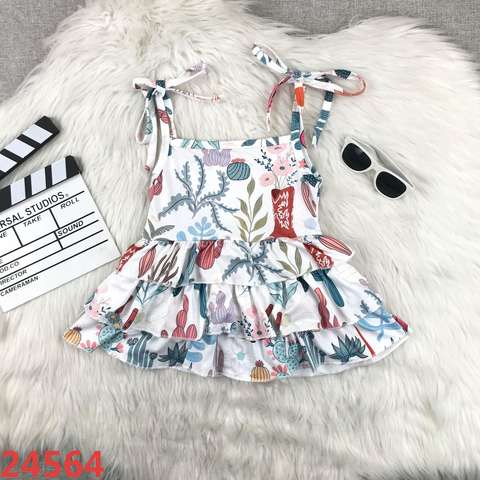 Girls' Sleeveless Cactus Print Dress