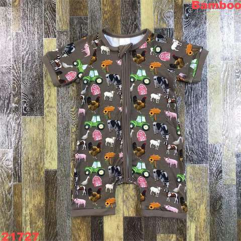 Farm-Themed Short Sleeve Romper for Toddlers
