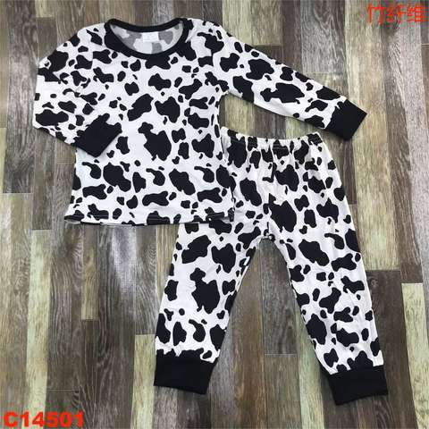 Cow Print Long Sleeve Pajama Set
