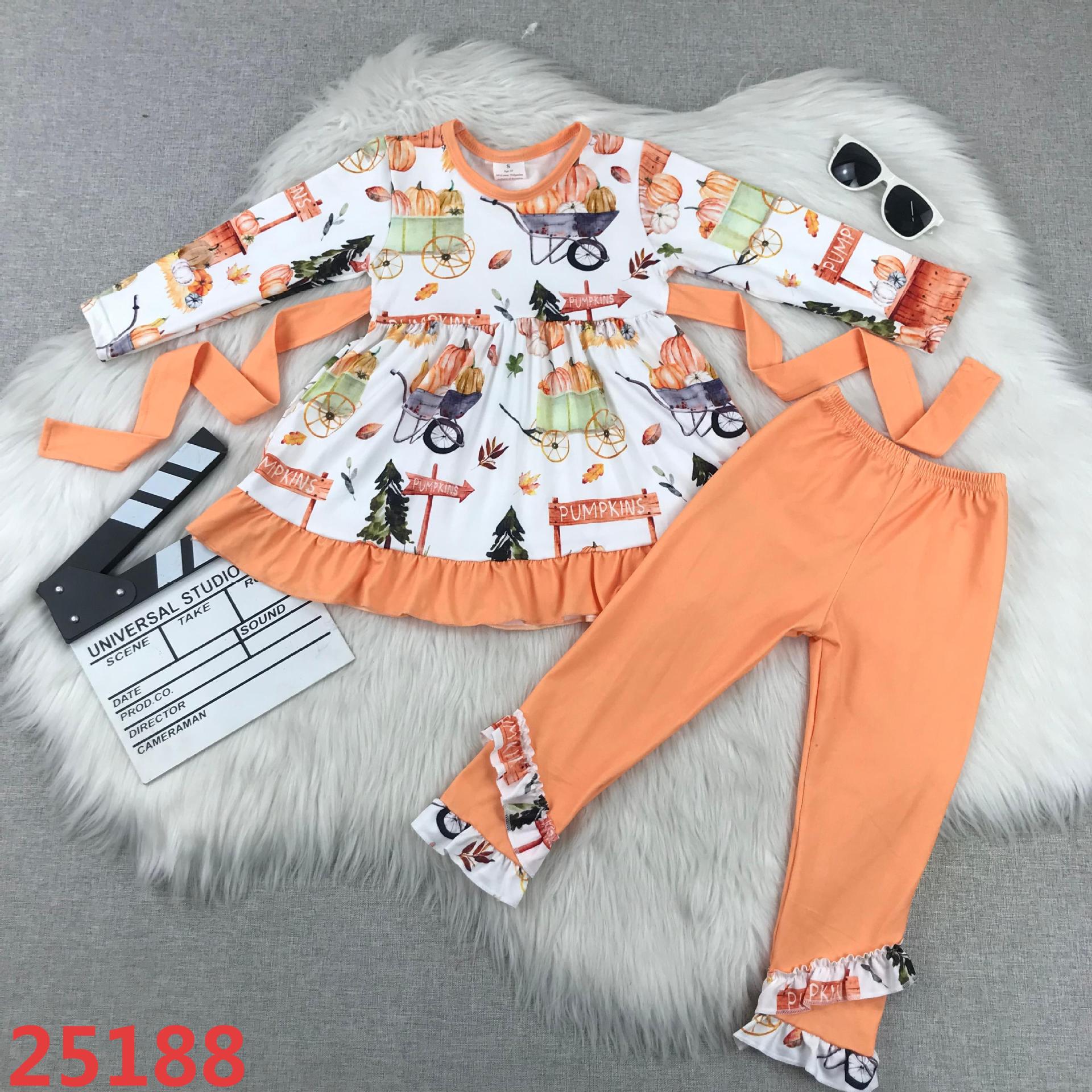 Pumpkin-Themed Long Sleeve Outfit Set