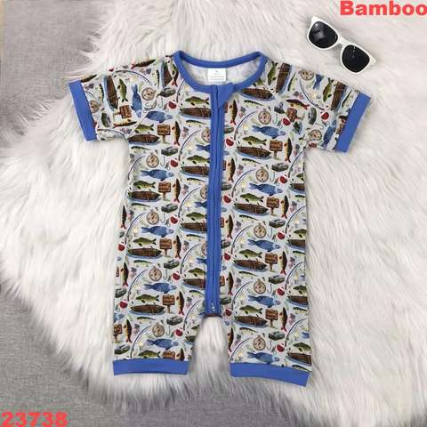 Short Sleeve Zippered Bamboo Onesie