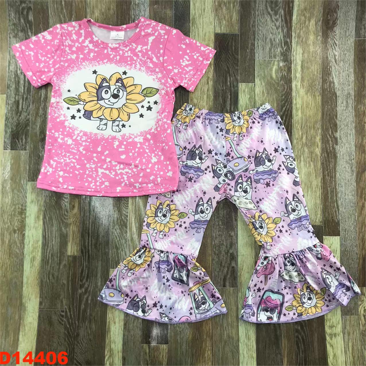 Kids' Floral Cartoon Short Sleeve Set