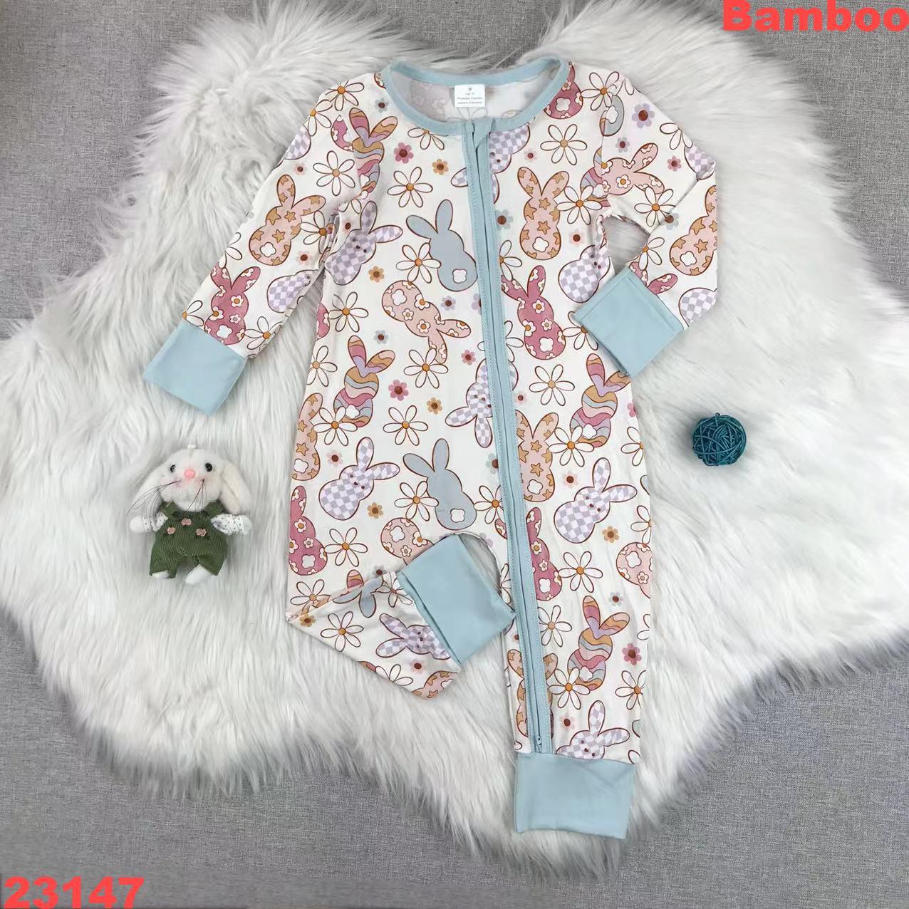 Baby Bunny Print Bamboo Romper