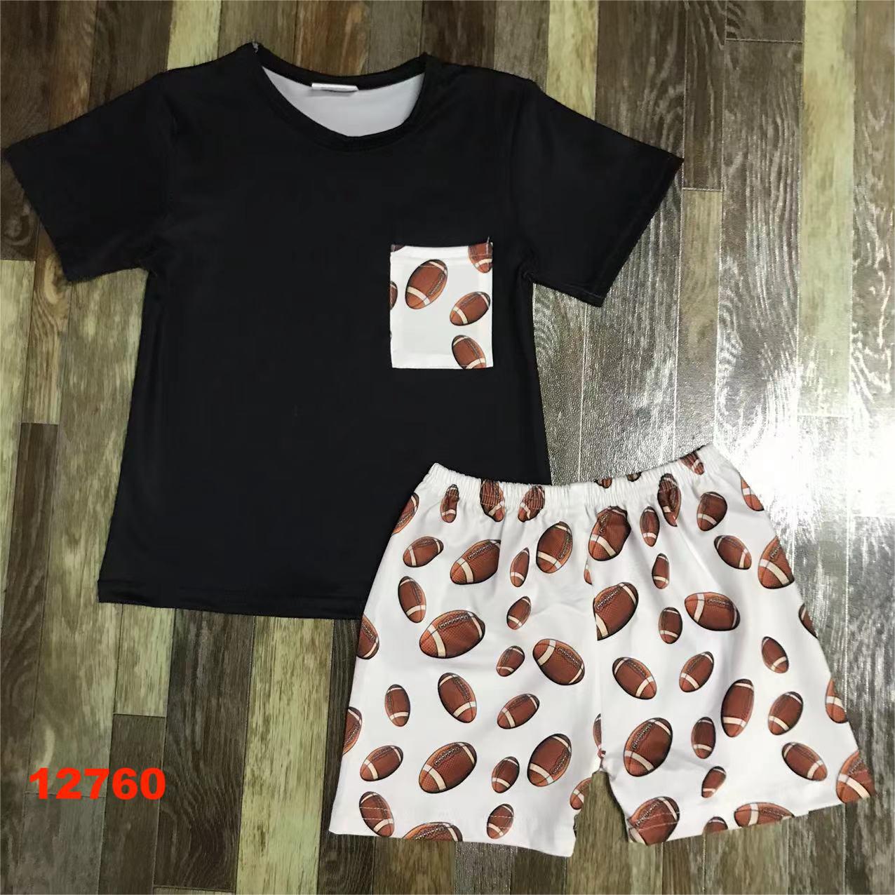 Kids' Short Sleeve T-Shirt and Shorts Set with Football Print