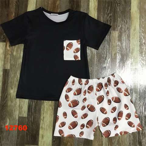 Kids' Short Sleeve T-Shirt and Shorts Set with Football Print