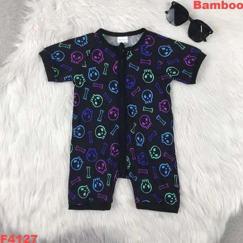 Colorful Skull Printed Short Sleeve Romper