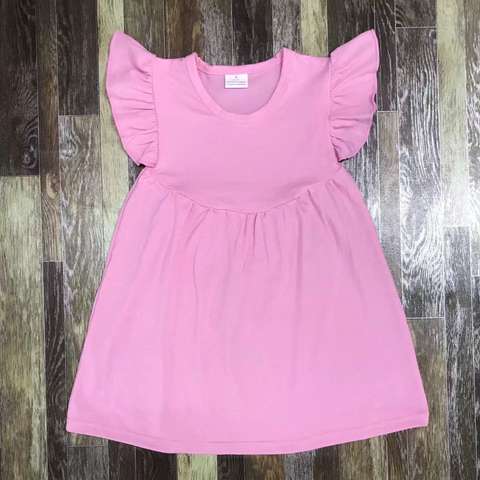 Pink Ruffled Short Sleeve Dress
