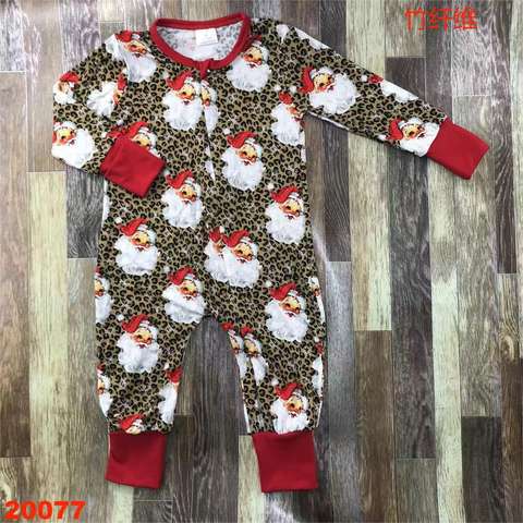 Santa Print Long Sleeve Romper