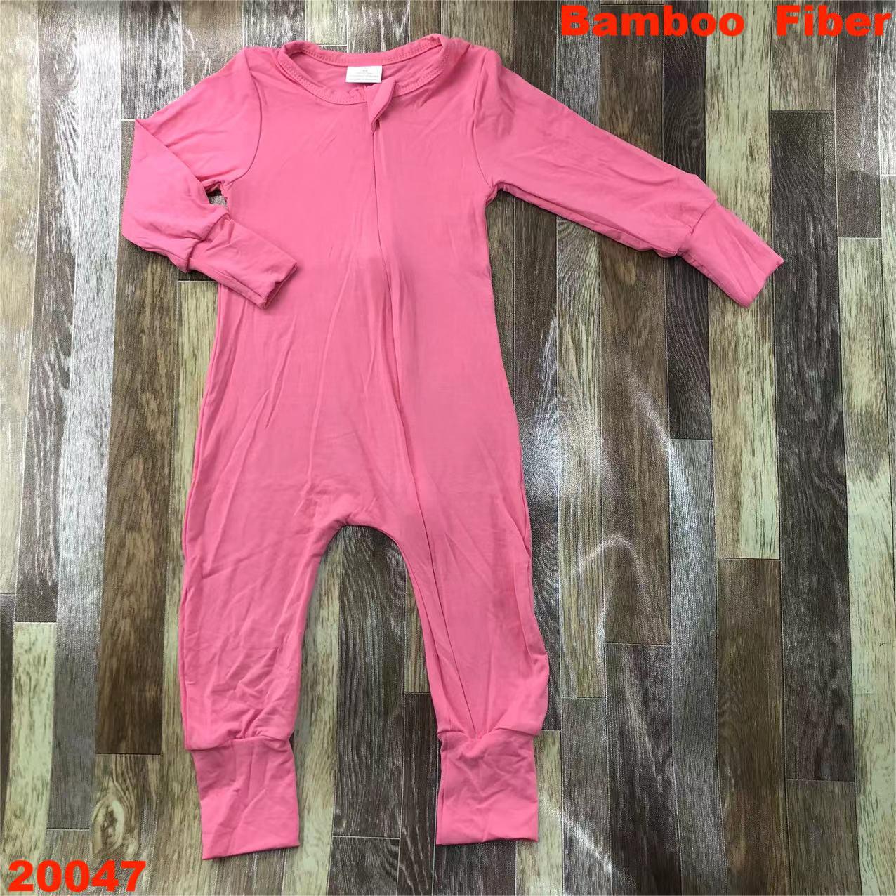 Pink Long Sleeve Bamboo Fiber Romper for Kids