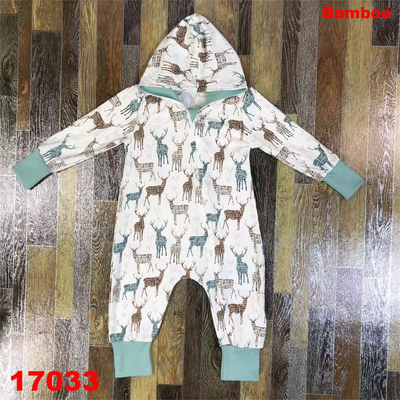 Children's Deer Print Hooded Romper