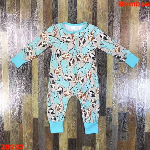 Kids' Bunny Print Long Sleeve Romper