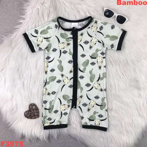 Cactus-Print Short Sleeve Bamboo Romper