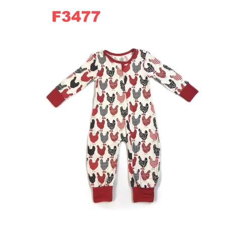 Long Sleeve Chicken Print Romper