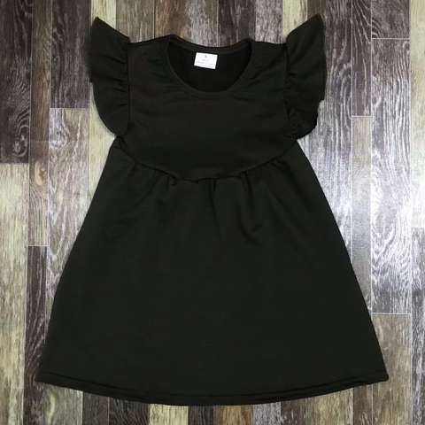 Girls' Flutter Sleeve Black Dress