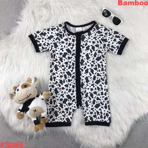 Cow Print Short Sleeve Romper