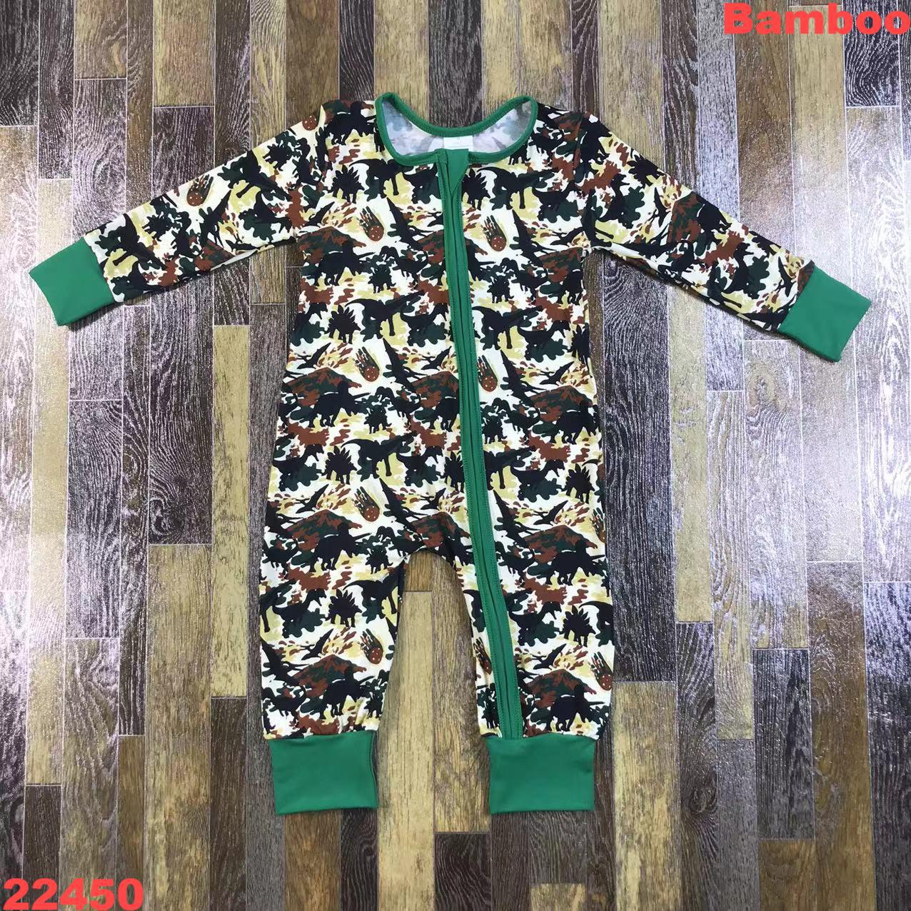 Dinosaur Print Long Sleeve Bamboo Romper