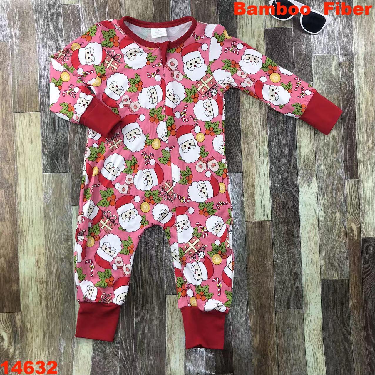 Santa Claus Print Bamboo Fiber Romper