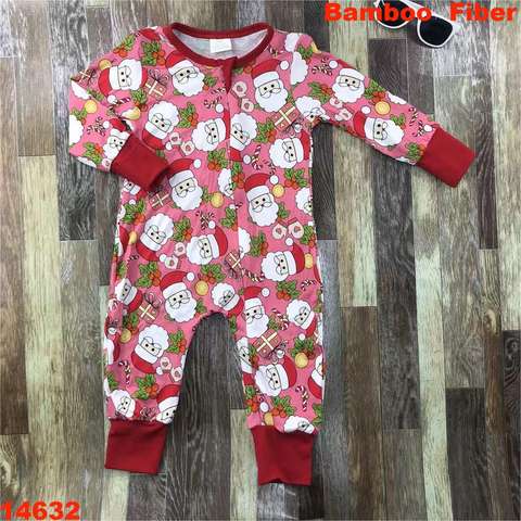 Santa Claus Print Bamboo Fiber Romper
