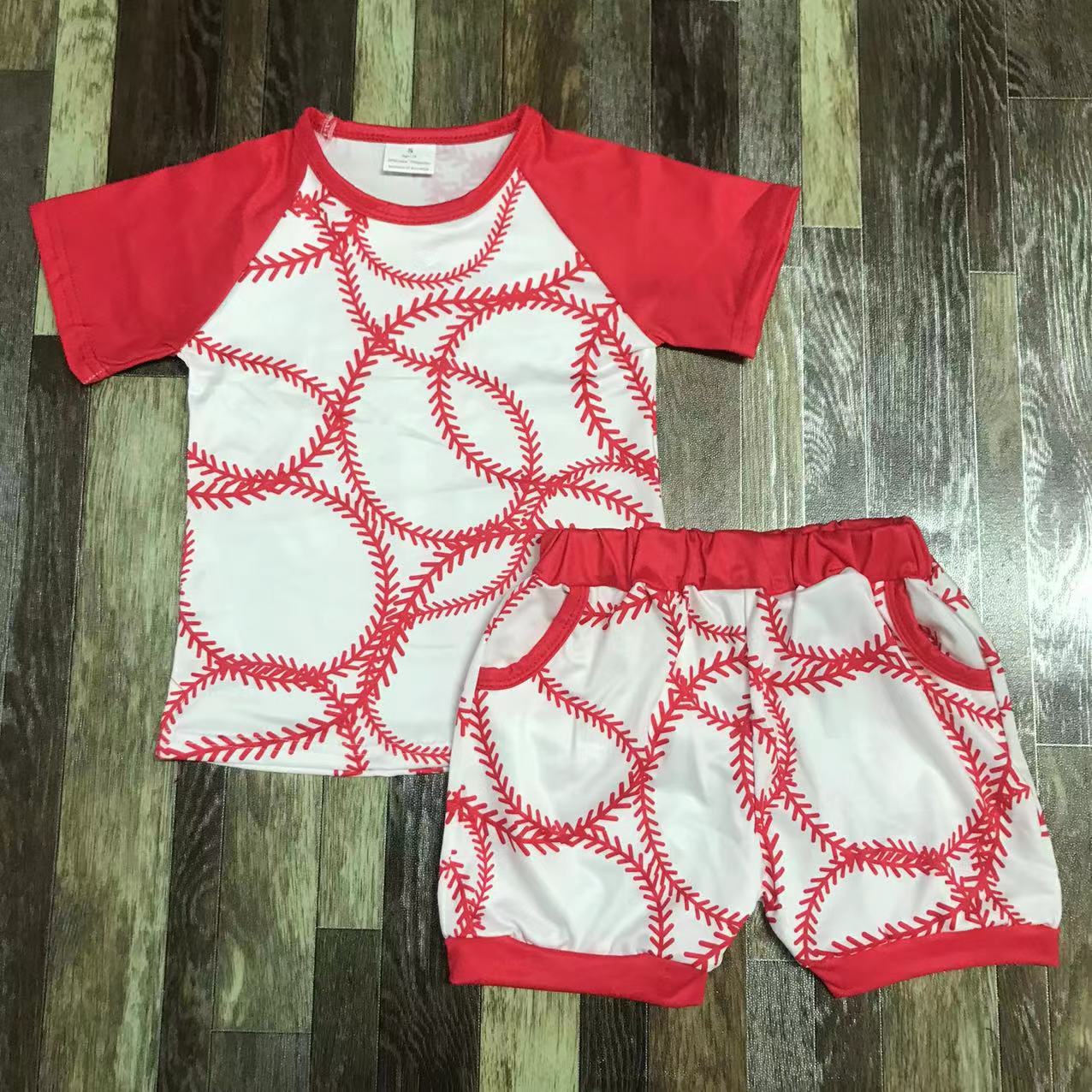 Kids' Baseball Print Short Sleeve Shirt and Shorts Set