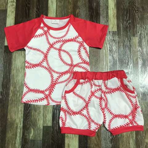 Kids' Baseball Print Short Sleeve Shirt and Shorts Set