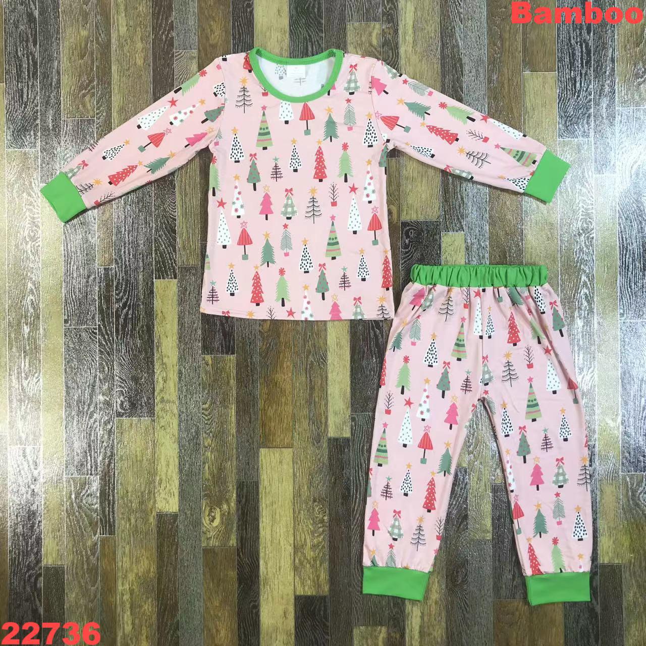 Children's Long Sleeve Set with Festive Tree Print