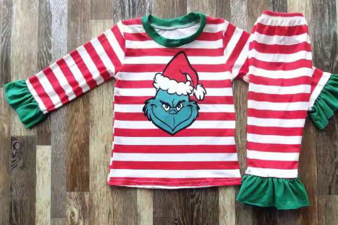 Festive Grinch Long Sleeve Set for Kids