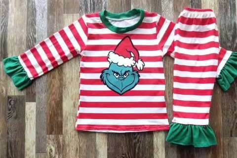 Festive Grinch Long Sleeve Set for Kids
