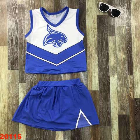 Kids' Cheerleading Short Sleeve Set in Blue and White