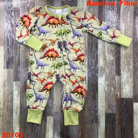 Dinosaur-Printed Bamboo Fiber Romper