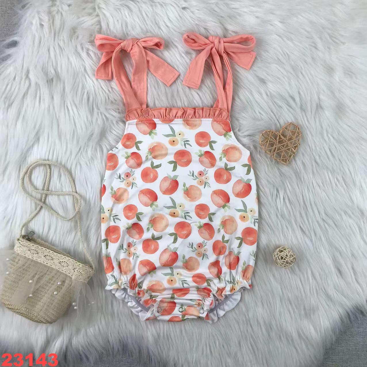 Peach Print Sleeveless Baby Romper