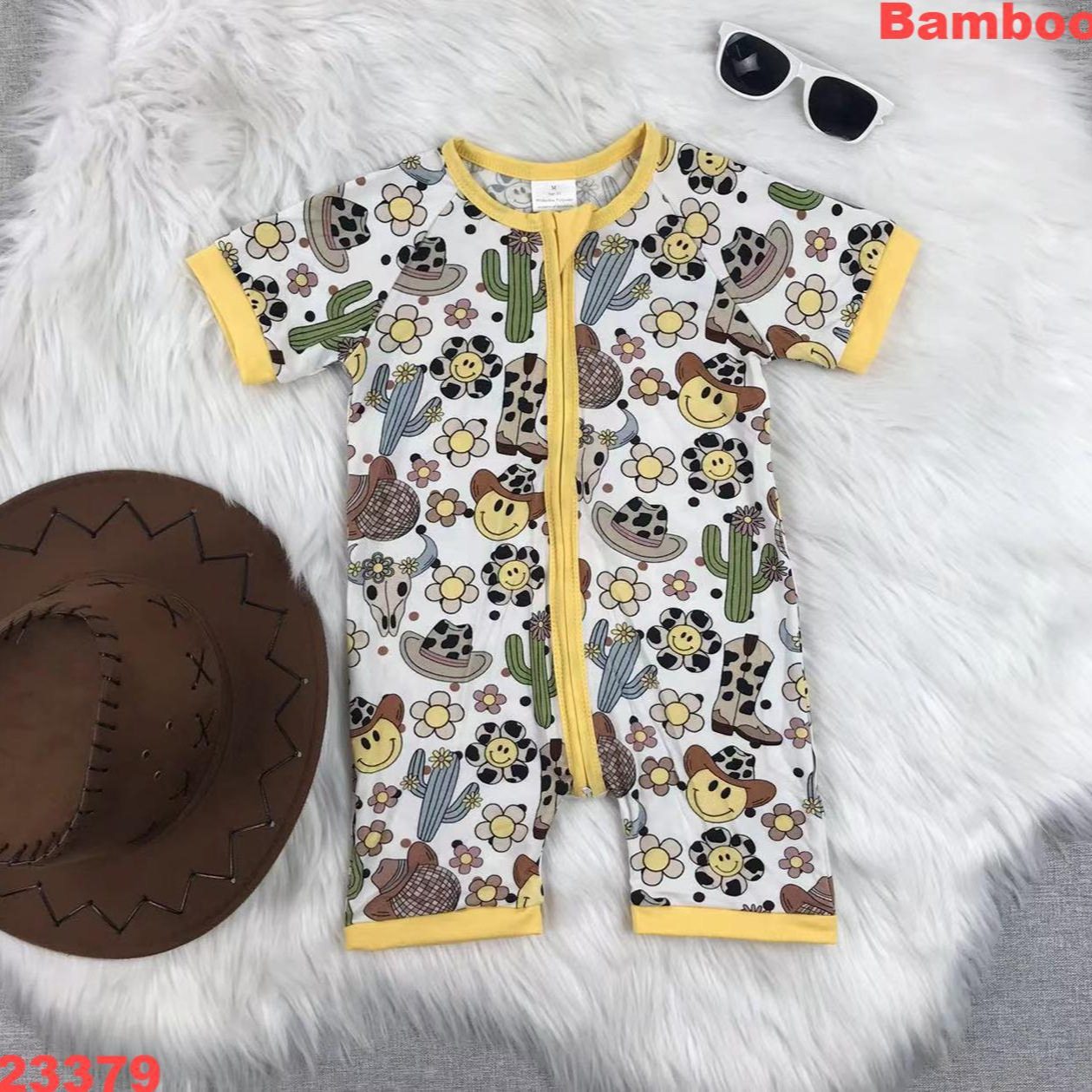 Cowboy & Cactus Printed Short Sleeve Romper