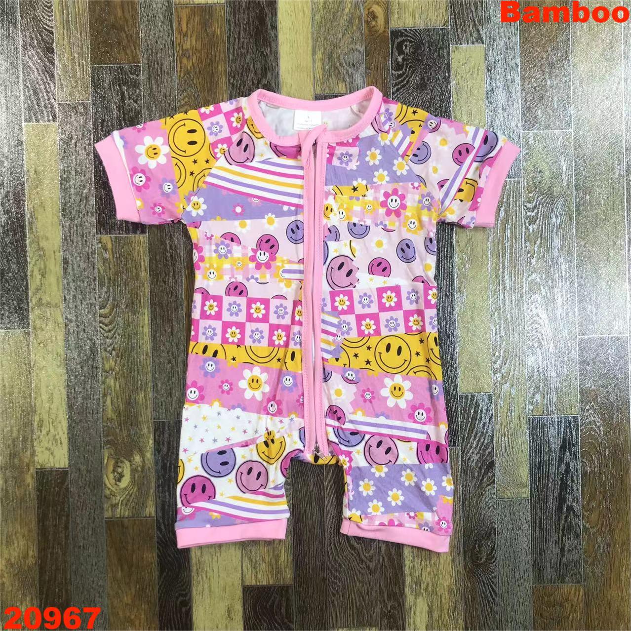 Children's Short Sleeve Romper with Smiley Print