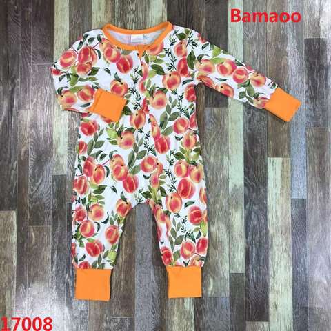Peach Patterned Long Sleeve Onesie